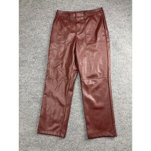 7 For All Mankind Pants Womens 30 Brown Faux Leather Straight Leg High Rise